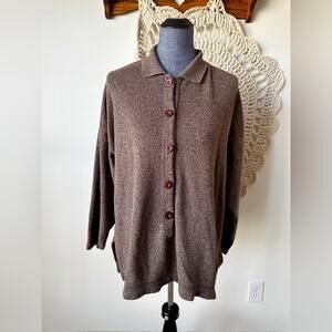 Erik Stewart Vintage Oversized Lagenlook Button Front Jersey Knit Top One Size